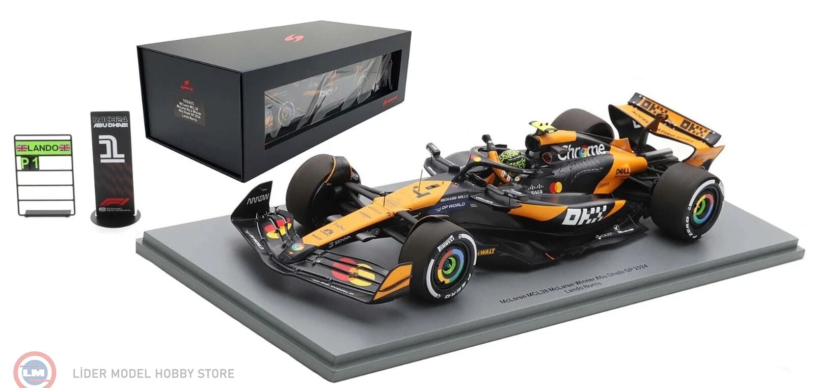 1:18 Spark McLaren MCL38 Formula 1 #4 Winner Abu Dhabi GP 2024 Lando Norris