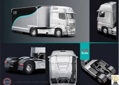 1:43 Spark Mercedes Benz ACTROS MP4 1851 TRUCK CAR TRANSPORTER TEAM MERCEDES-AMG PETRONAS F1 2023