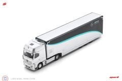 1:43 Spark Mercedes Benz ACTROS MP4 1851 TRUCK CAR TRANSPORTER TEAM MERCEDES-AMG PETRONAS F1 2023
