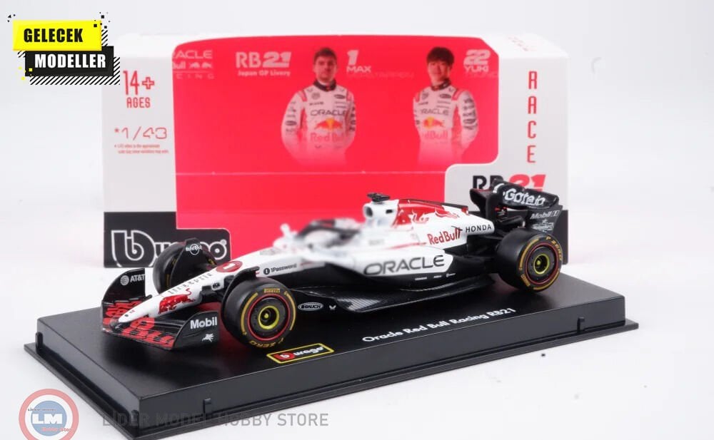 1:43 Burago Red Bull RB21 #1 MAX VERSTAPPEN WINNER JAPAN GP 2025 (with hardcase & helmet)