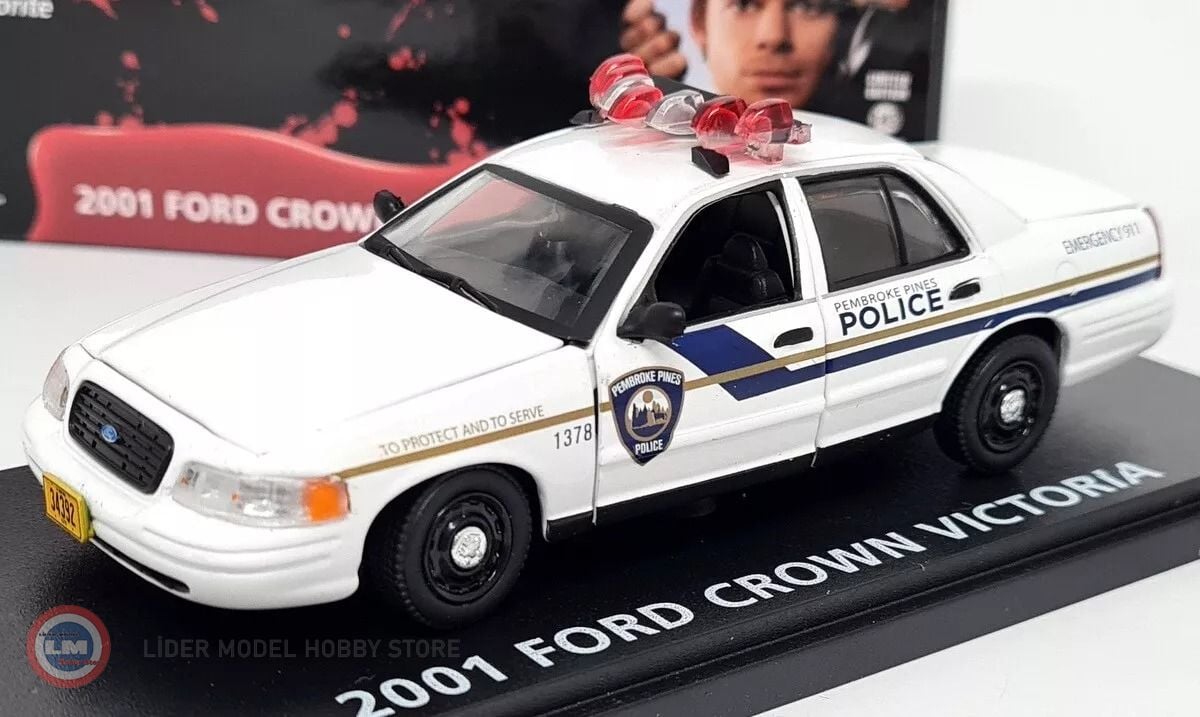 1:43 Greenlight 2001 Ford Crown Victoria Police Interceptor Pembroke Pines Police - Dexter
