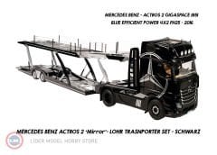 1:18 NZG Mercedes Benz Actros 2 Stern ve Araç Taşıyıcı Trailer Set LOHR