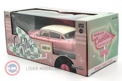 1:24 Greenlight 1955 Cadillac Fleetwood Series 60 - Pink with White Roof
