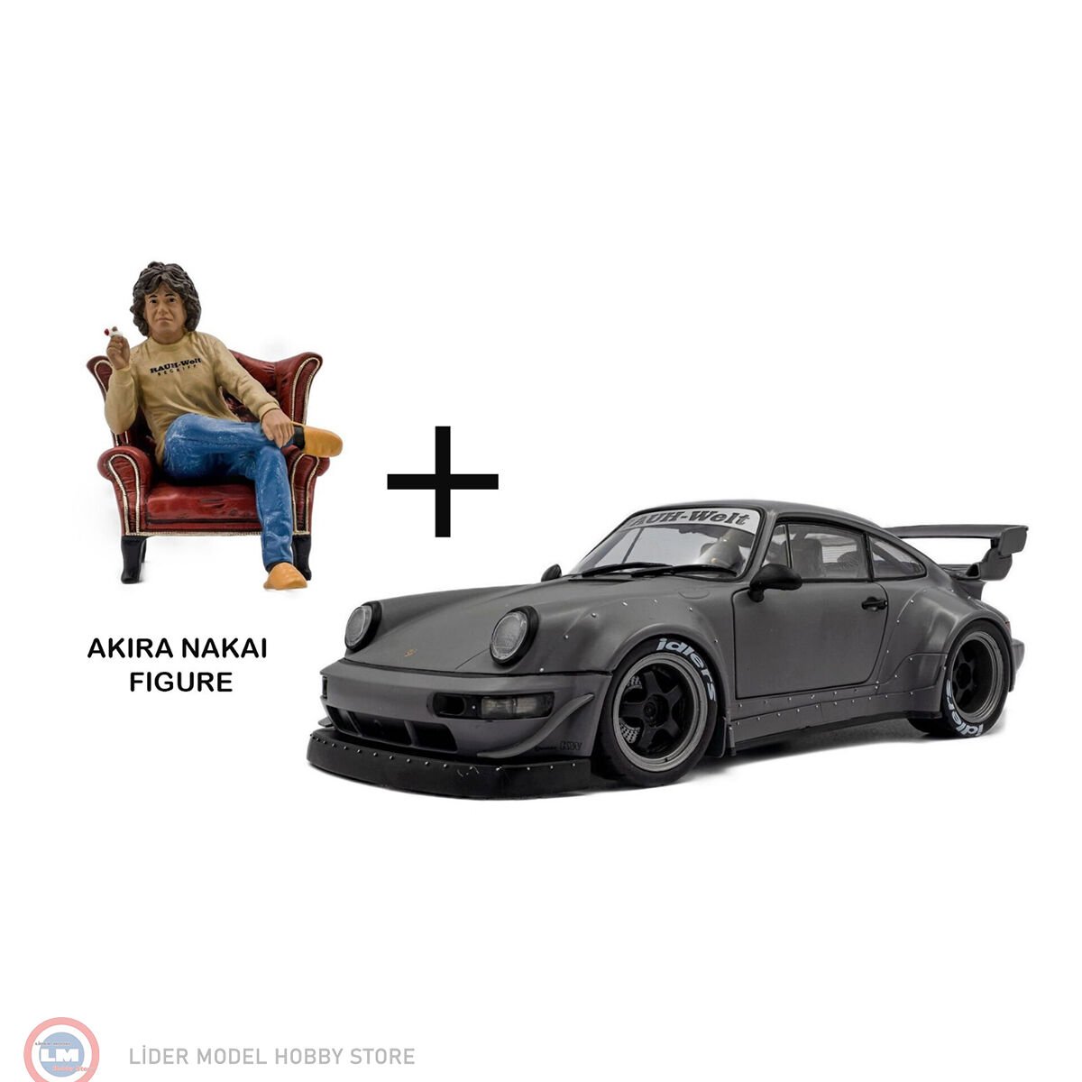 1:18 Solido 2024 Porsche 964 RWB Nardo Grey With Akira Nakai Figurine