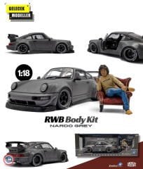 1:18 Solido 2024 Porsche 964 RWB Nardo Grey With Akira Nakai Figurine