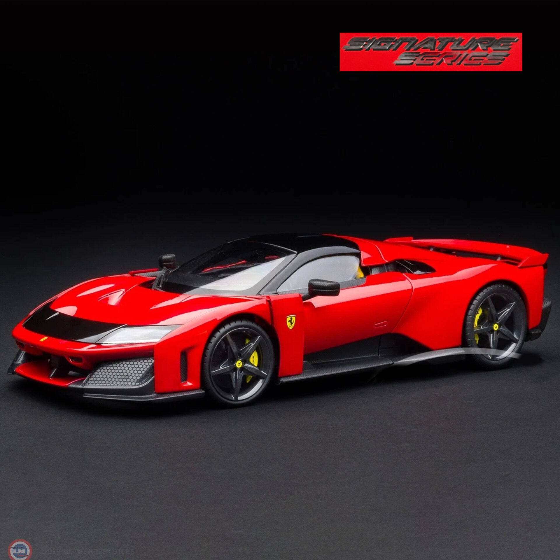 1:18 Burago 2024 FERRARI F80  - BLACK WHEELS - ROSSO CORSA Signature Series