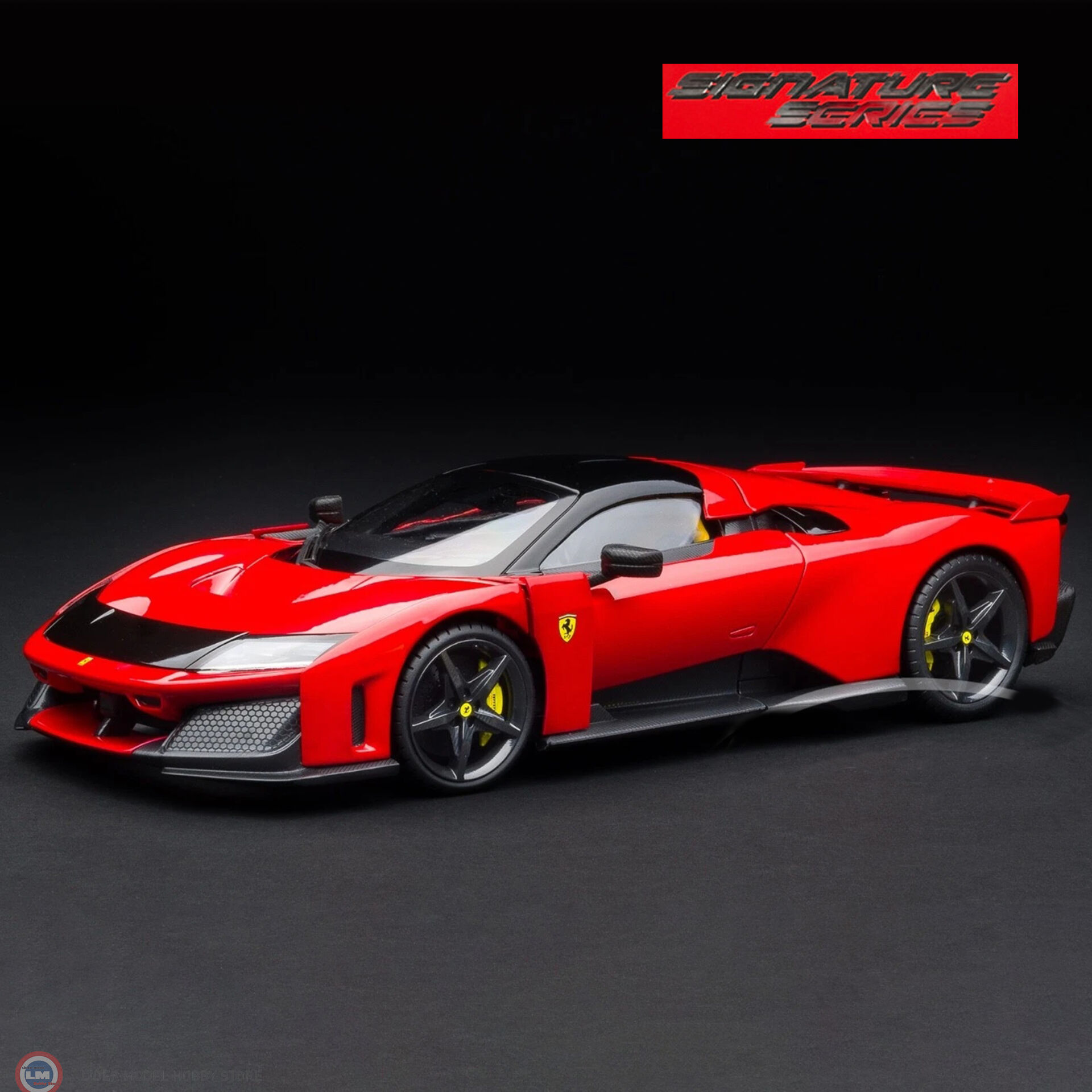 1:18 Burago 2024 FERRARI F80  - BLACK WHEELS - ROSSO CORSA Signature Series