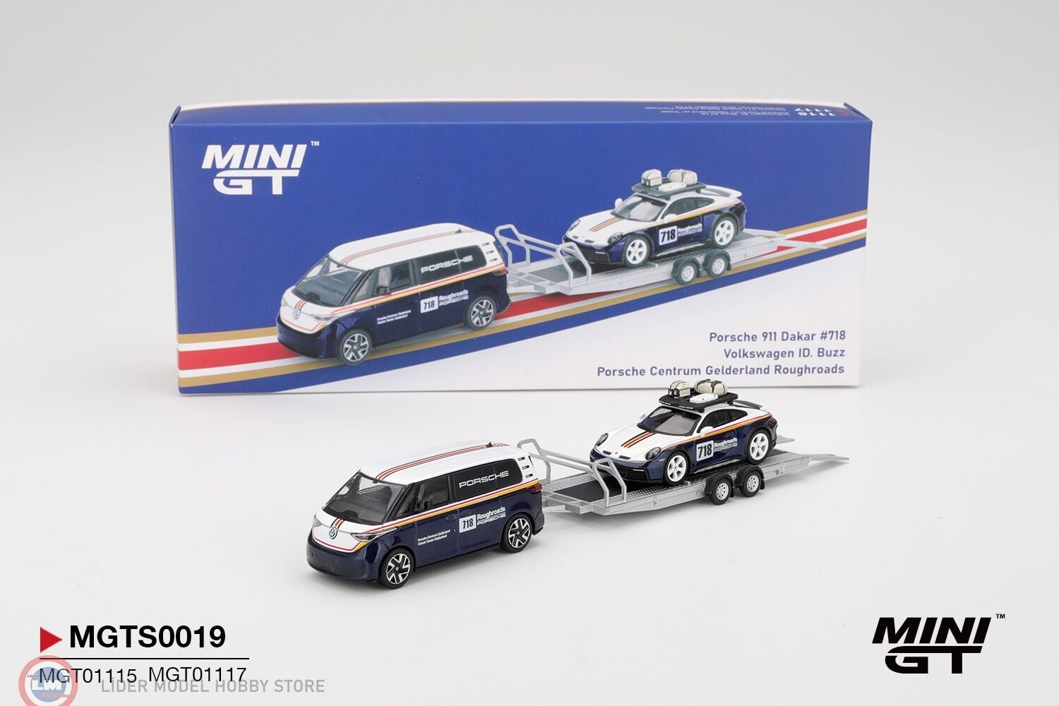1:64 Mini GT Porsche 911 Dakar #718  Volkswagen ID Buzz Porsche Centrum Gelderland Roughroads Set