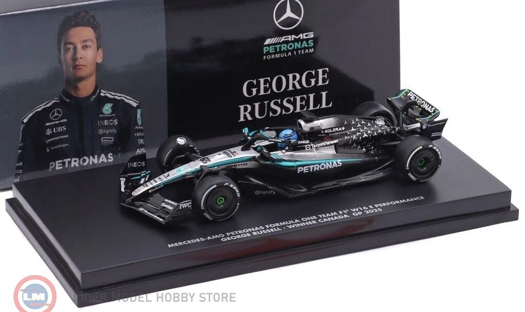 1:64 Minichamps 2025 Mercedes Benz GP - F1 W16 TEAM AMG PETRONAS MOTORSPORT N 63 WINNER CANADA GP 2025 GEORGE RUSSELL