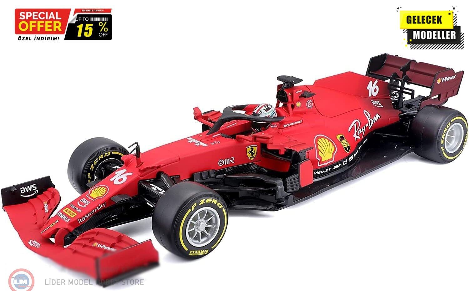1:18 Burago 2021 Ferrari SF21 - #16 - Charles Leclerc Formula 1