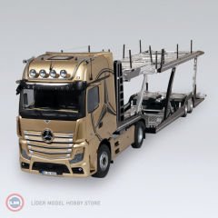 1:18 NZG 2019 Mercedes Benz Actros MP5 4x2 ve Araç Taşıyıcı Trailer Set Autotransporter Champagner