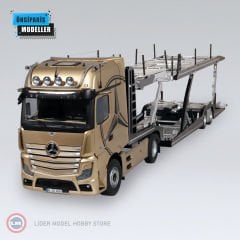 1:18 NZG 2019 Mercedes Benz Actros MP5 4x2 ve Araç Taşıyıcı Trailer Set Autotransporter Champagner