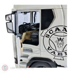 1:18 NZG 2017 Scania V8 730S 4x2 ve Araç Taşıyıcı Trailer Set  weiß mit Vabis Logo & Lohr Autotransporter