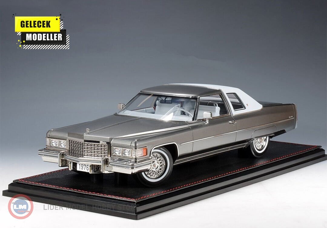 1:18 GLM/Stamp 1976 Cadillac Coupe de Ville Academy Gray Metallic