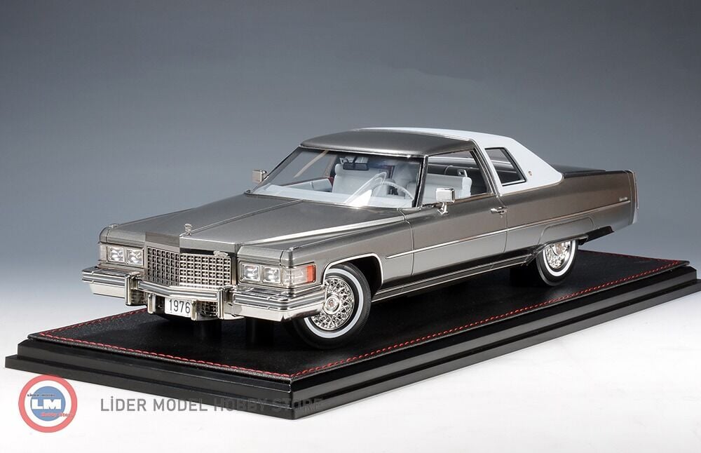 1:18 GLM/Stamp 1976 Cadillac Coupe de Ville Academy Gray Metallic