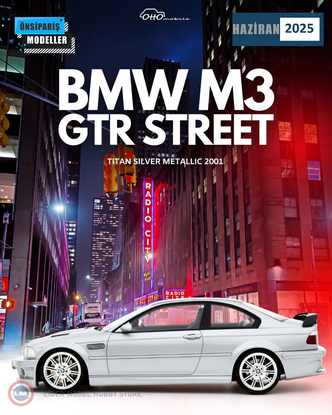 1:18 2001 BMW E46 M3 GTR Street Titan Silver