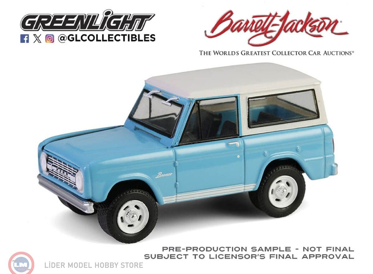 1:64 Greenlight 1966 Ford Bronco Custom SUV Turquoise Blue Scottsdale 2024