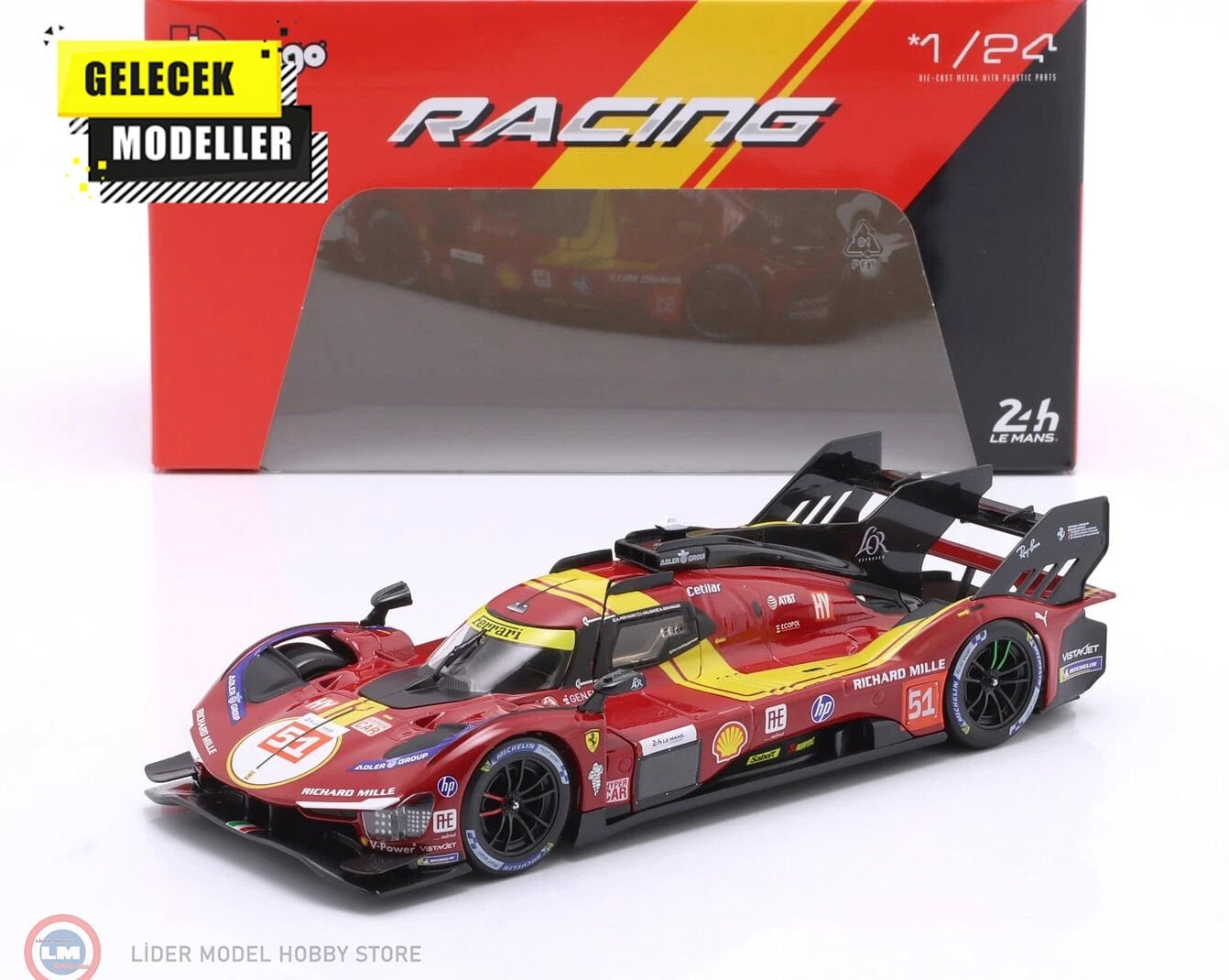 1:24 Burago Ferrari 499P 3.0L TURBO V6 #51 - LeMans 2025