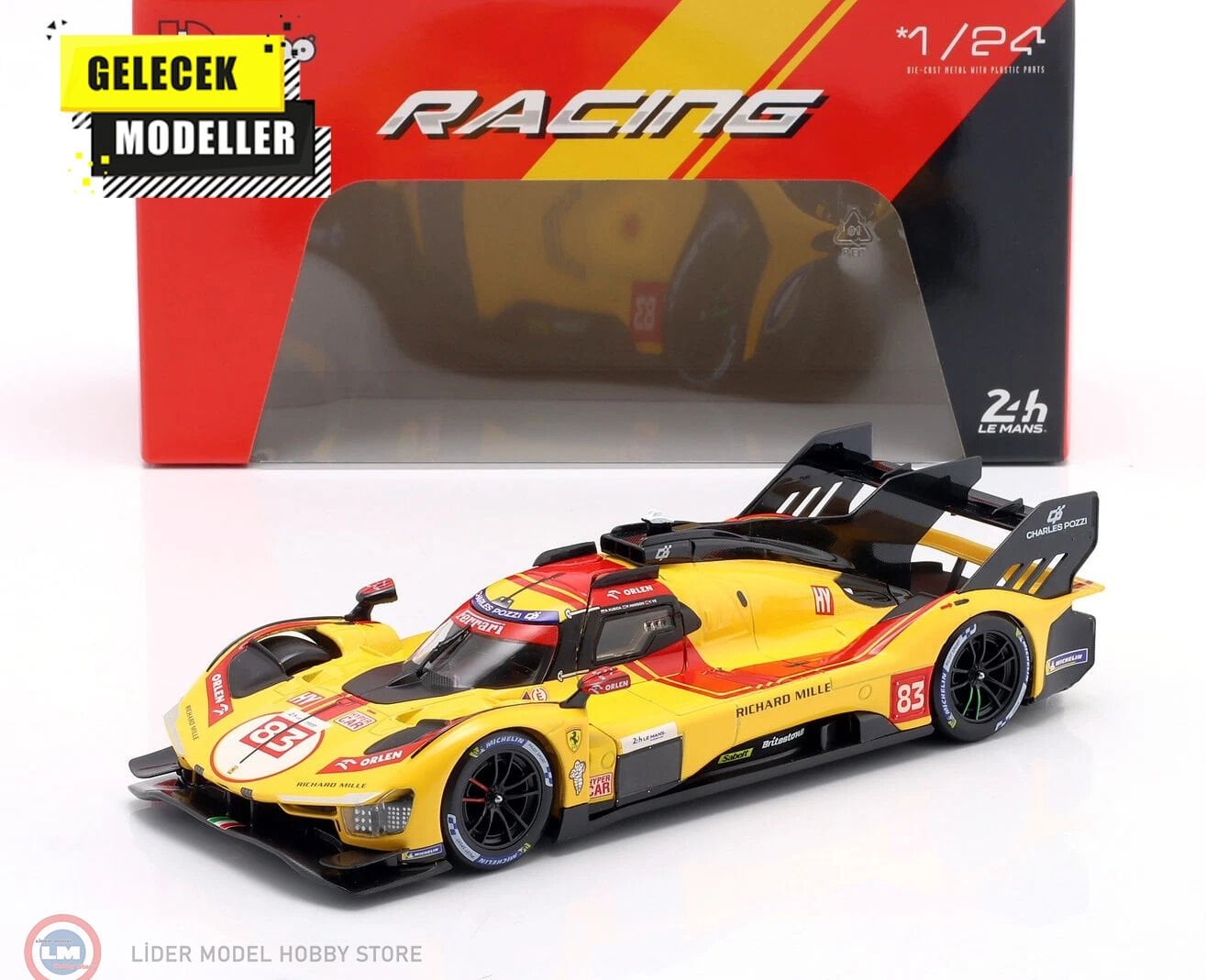 1:24 Burago Ferrari 499P 3.0L TURBO V6 #83 - WINNER LeMans 2025