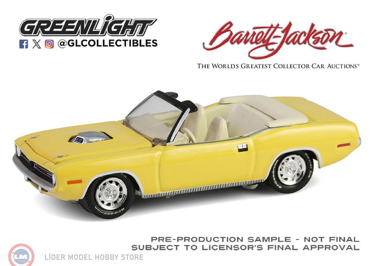1:64 Greenlight 1970 Plymouth Cuda Convertible Yellow Scottsdale 2024
