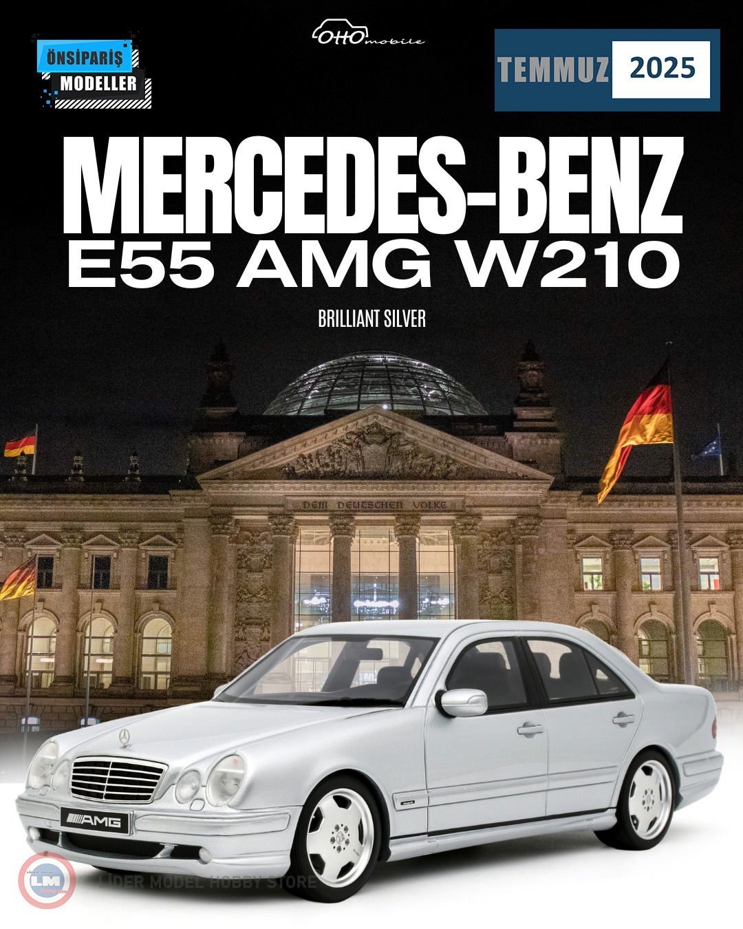 1:18 2001 Mercedes-Benz E55 AMG W210 Brilliant Silver
