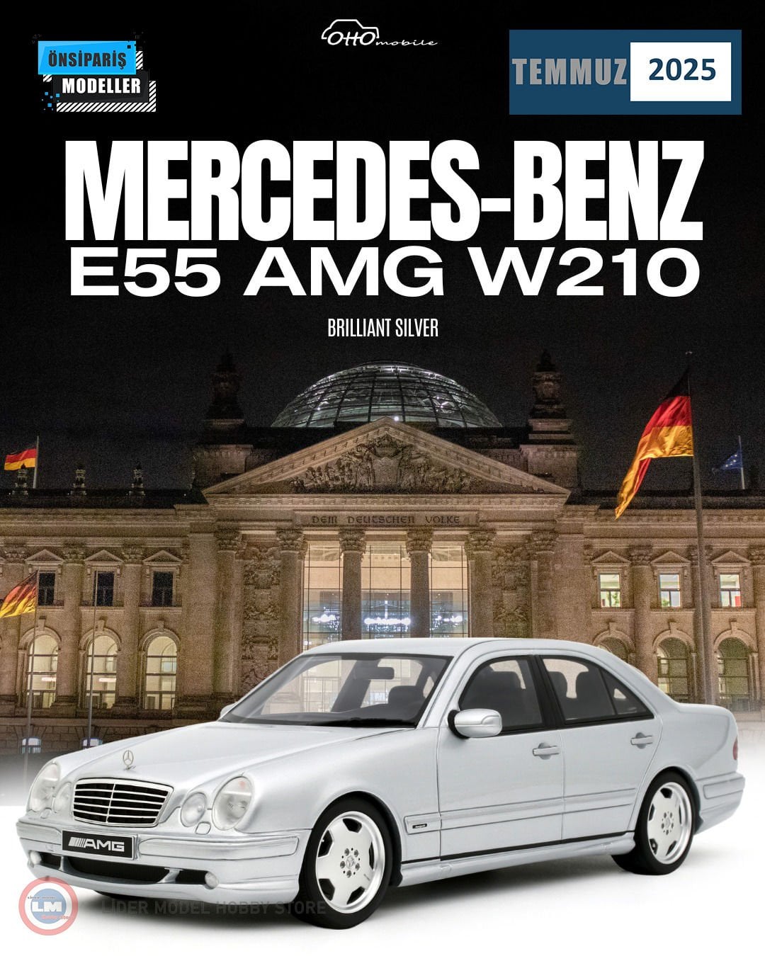 1:18 2001 Mercedes-Benz E55 AMG W210 Brilliant Silver