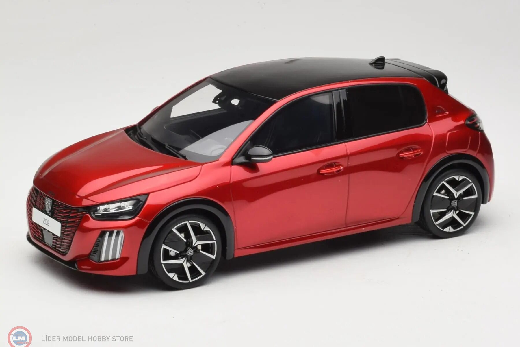 1:18 OTTO 2024 Peugeot 208 GT Hybrid Red Elixir
