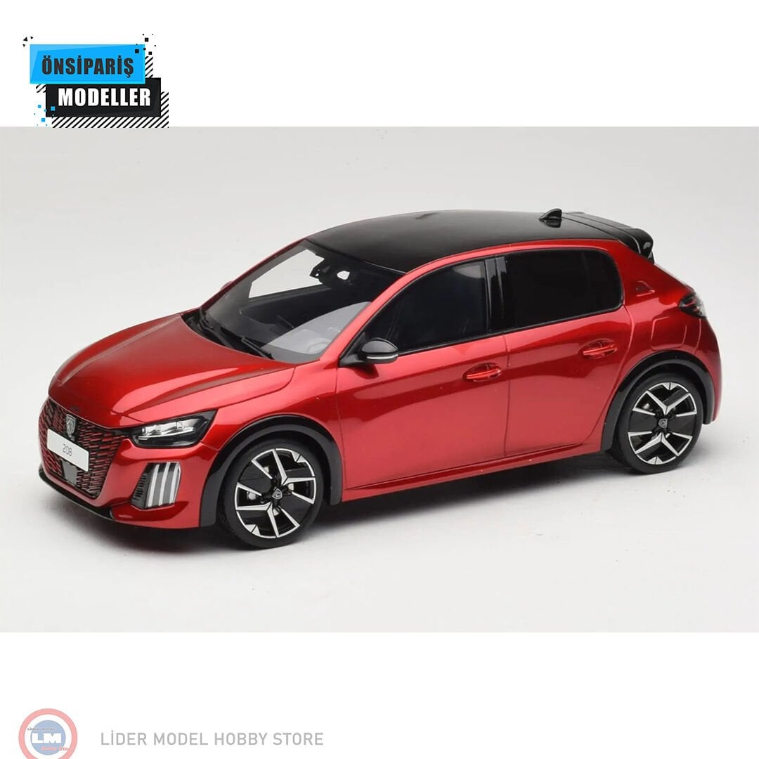 1:18 OTTO 2024 Peugeot 208 GT Hybrid Red Elixir
