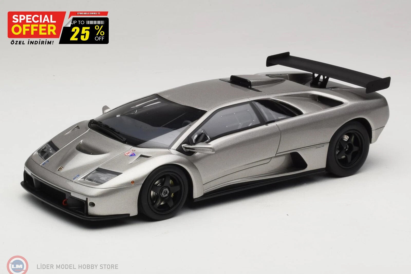 1:18 Kyosho 1999 Lamborghini Diablo GTR - Titanium grey met