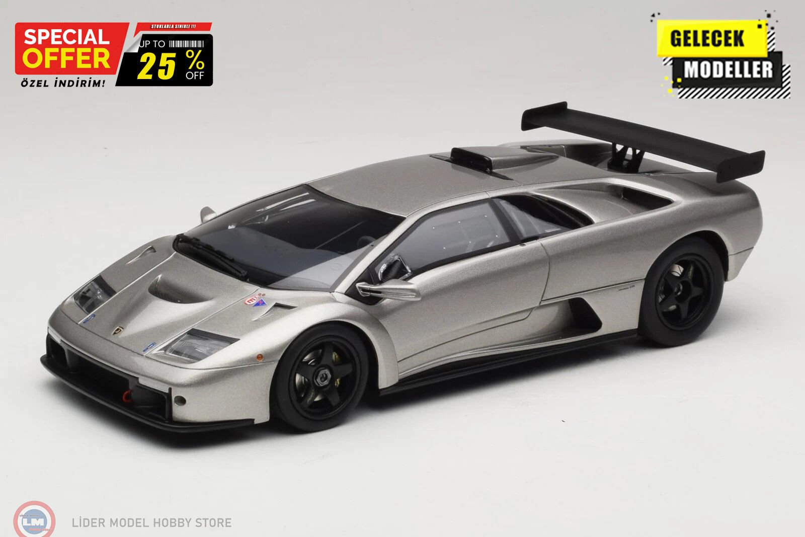 1:18 Kyosho 1999 Lamborghini Diablo GTR - Titanium grey met