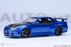1:18 Autoart 2005 Nissan Skyline GT-R R34 Nismo Z-Tune Bayside Blue Carbon Bonnet