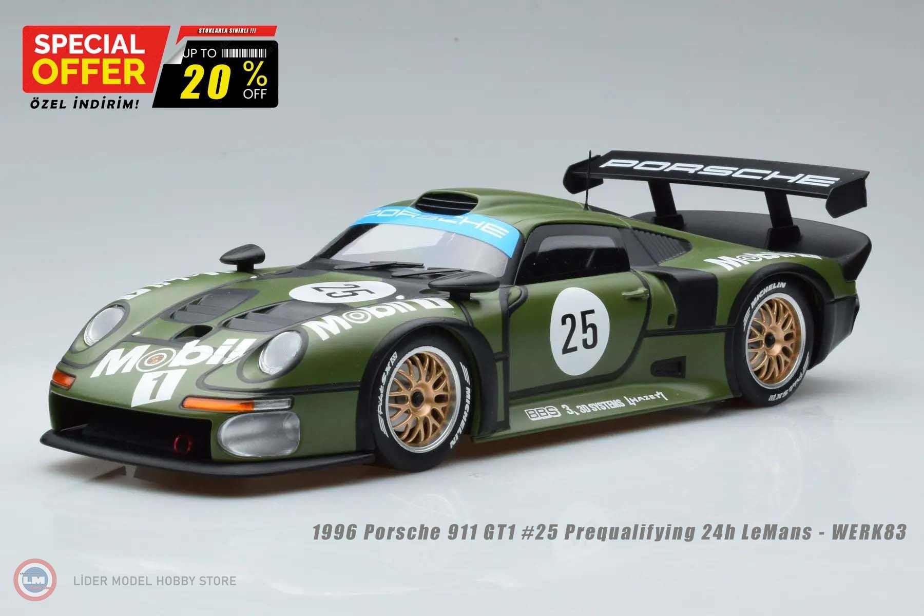 1:18 1996 Porsche 911 GT1 #25 Prequalifying 24h LeMans