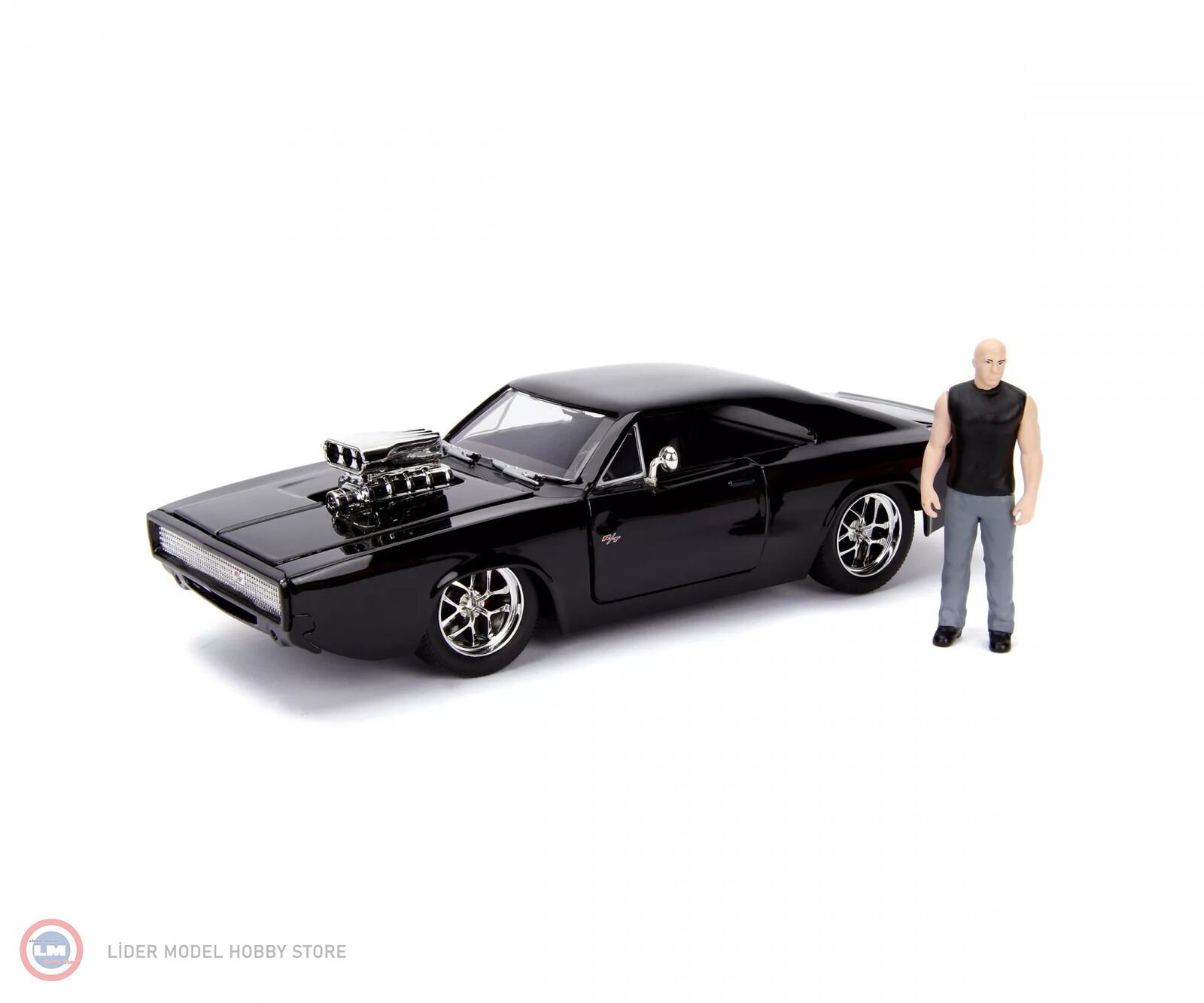 1:24 1970 Dodge Charger Fast and Furious black & Dom figure