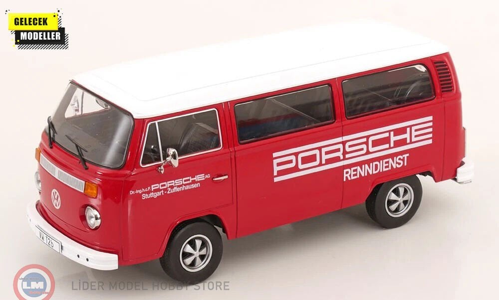 1:18 KK Scale 1972 Volkswagen T2b Bus - Porsche Renndienst with Fuchs-rims