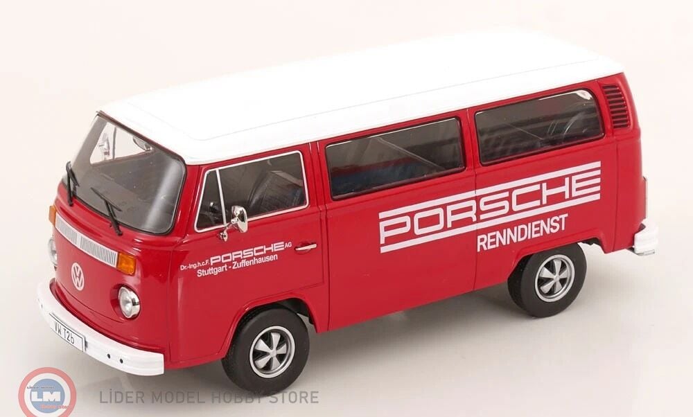 1:18 KK Scale 1972 Volkswagen T2b Bus - Porsche Renndienst with Fuchs-rims