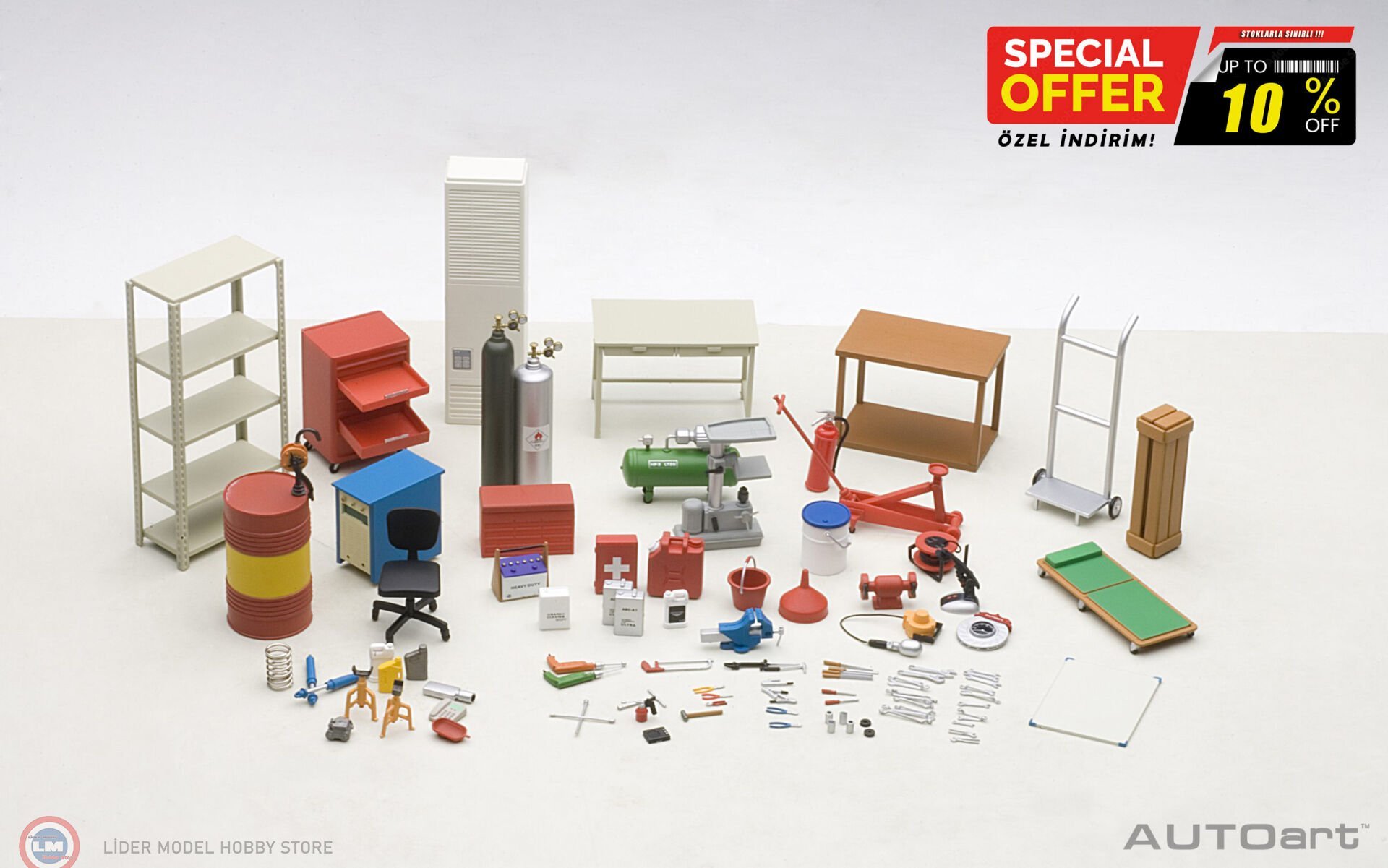 1:18 Autoart Garaj Aksesuarları Seti