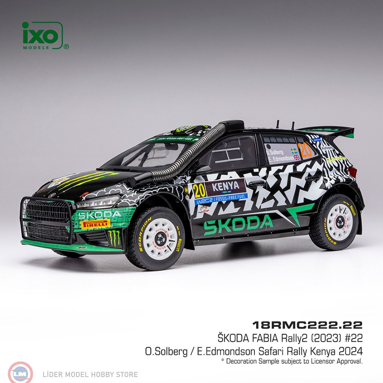 1:18 IXO Skoda Fabia Rally2 2024  - Safari Rallye Kenia #20