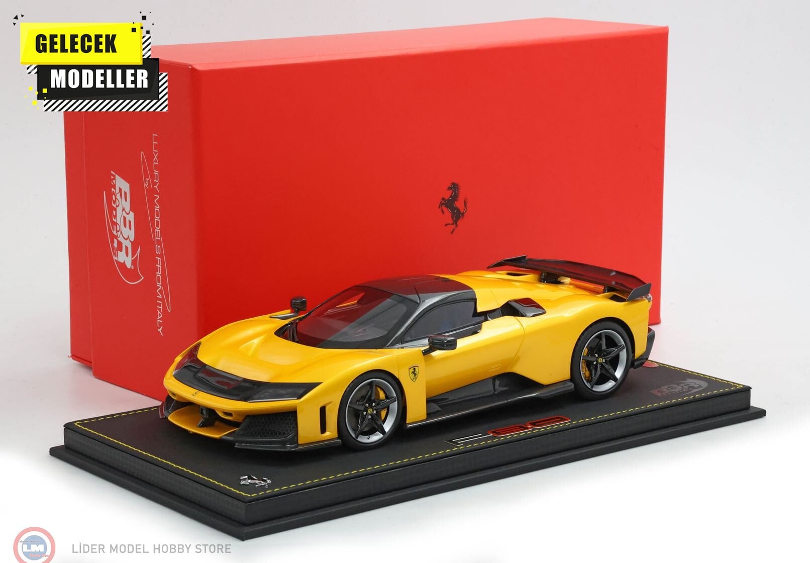1:18 BBR Ferrari F80 Giallo Tristrato yellow brakes and bicolor rims & showcase