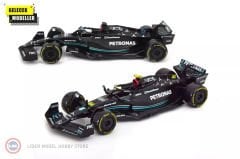 1:43 Burago 2024 Mercedes Benz AMG W15 #44 LEWIS HAMILTON + #63 GEORGE RUSSELL - F1 2 li set