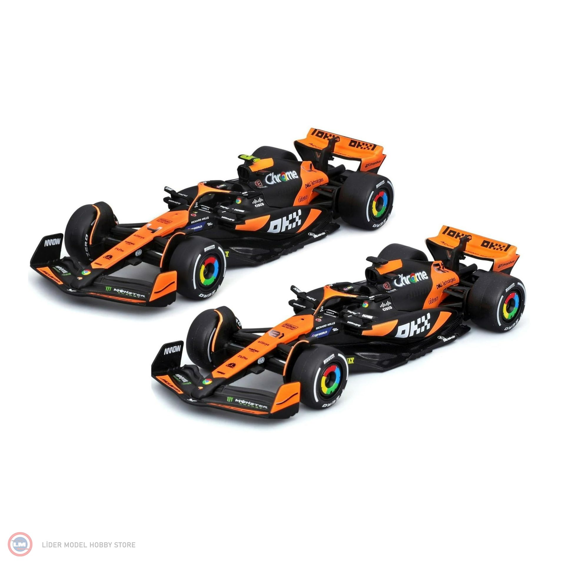 1:43 Burago 2024 Mclaren MCL 38 #4 LANDO NORRIS + #81 OSCAR PIASTRI - F1 2 li set