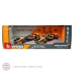 1:43 Burago 2024 Mclaren MCL 38 #4 LANDO NORRIS + #81 OSCAR PIASTRI - F1 2 li set