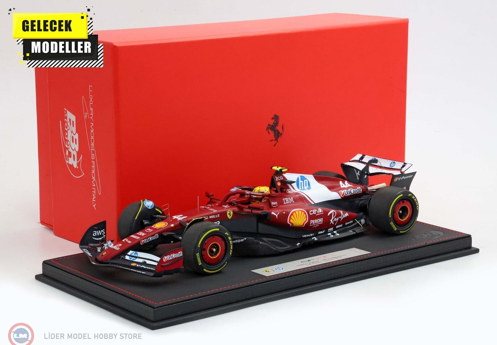 1:18 BBR Ferrari SF25 F1 China GP #44- WINNER HAMILTON SPRINT RACE - LUXURY PACK