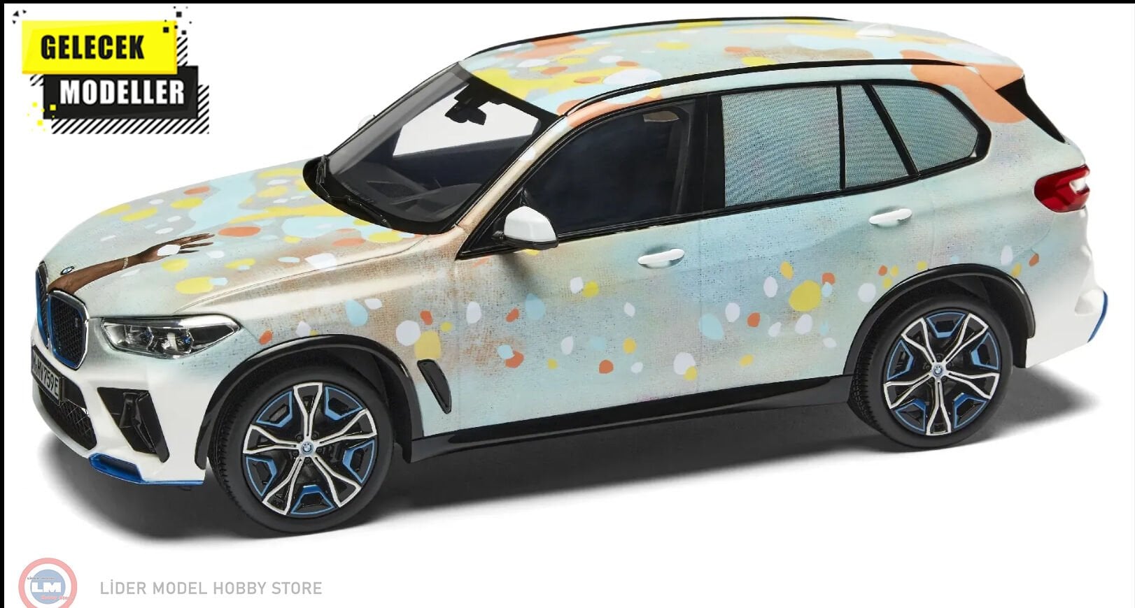 1:18 Spark BMW IX5 Hydrogen Art-Basel 2025 Art Car by Alvaro Barrington (with showcase)