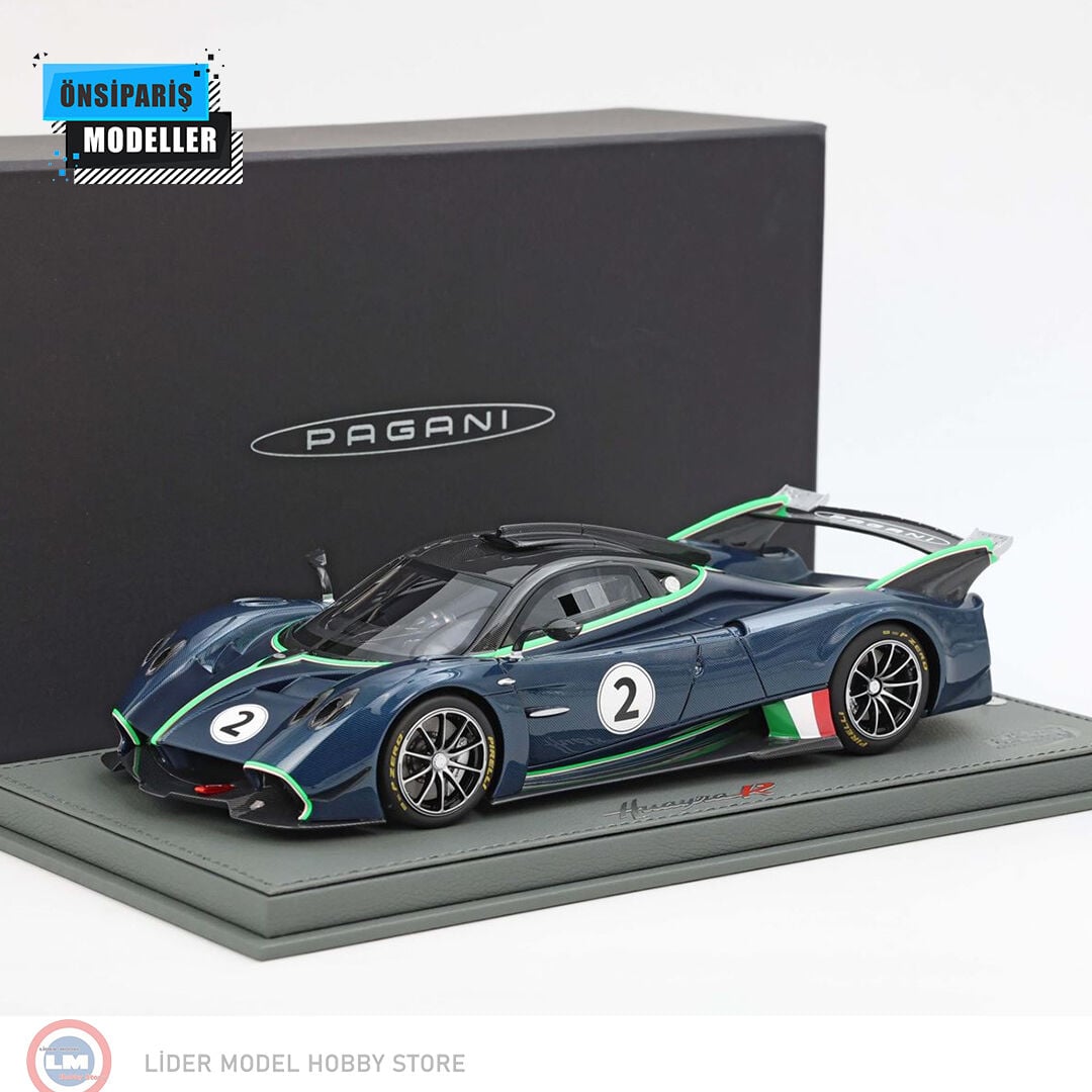 1:18 BBR Pagani Huayra R Blue Danubio Carbon Fiber Matt + Showcase