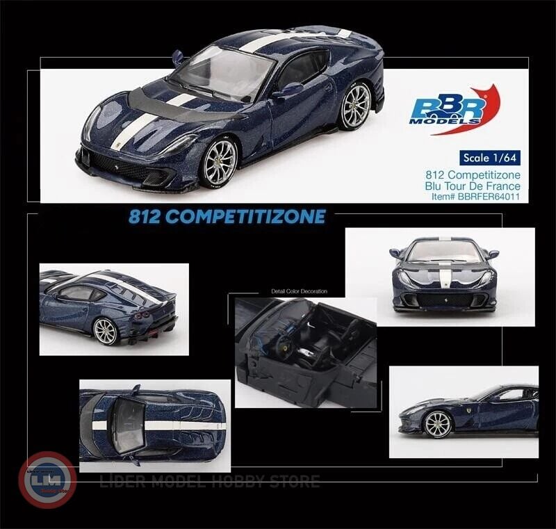 1:64 BBR 2023 Ferrari 812 COMPETITIZONE BLU TOUR DE FRANCE