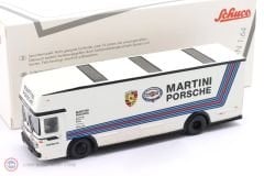 1:64 Schuco 1968 Mercedes Benz O317 TRUCK CAR TRANSPORTER PORSCHE MARTINI RACING