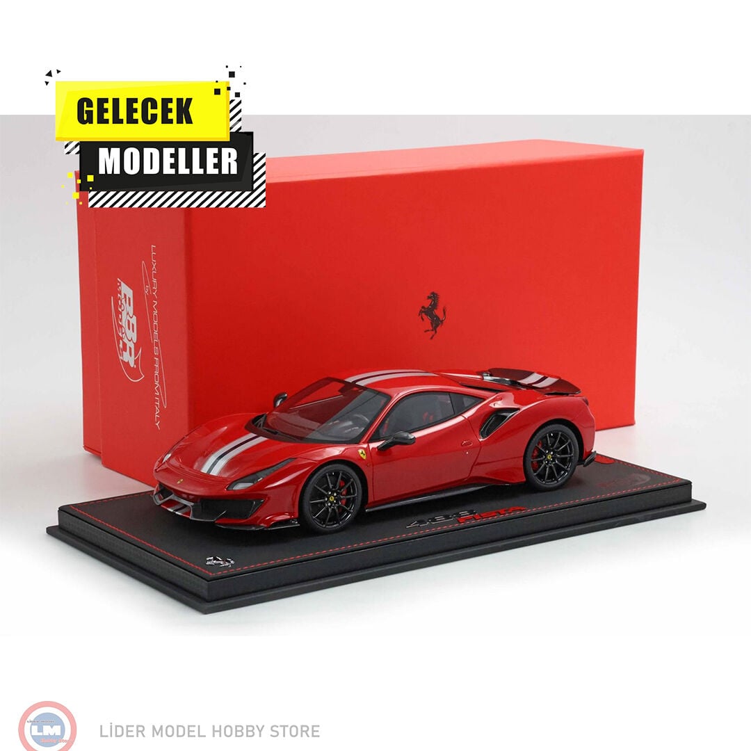 1:18 BBR Ferrari 488 PISTA Rosso Corsa with Carbon wheels and wing &showcase