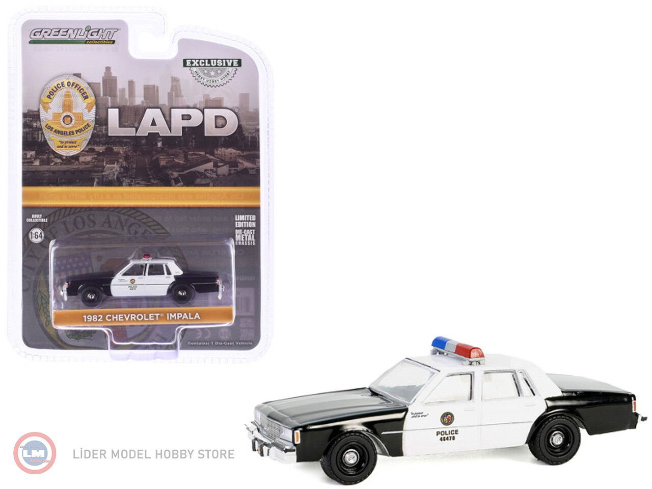 1:64 Greenlight 1982 Chevrolet Impala - Los Angeles Police Department (LAPD)