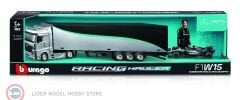 1:43 Burago 2024 Mercedes Benz ACTROS + TRAILER + W15 E PERFORMANCE #63 RUSSELL