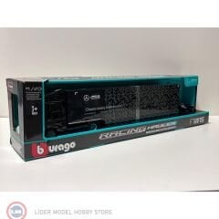 1:43 Burago 2024 Mercedes Benz ACTROS + TRAILER + W15 E PERFORMANCE #63 RUSSELL